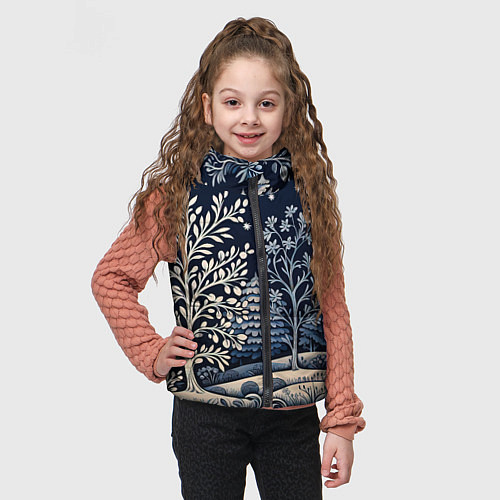 Детский жилет Ледяные узоры нового года / 3D-Черный – фото 3