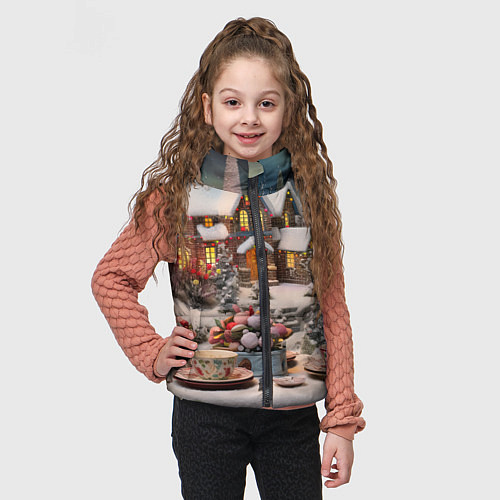 Детский жилет Объемные новогодние домики / 3D-Черный – фото 3