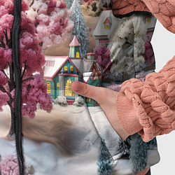 Детский жилет Зимний закат новый год, цвет: 3D-черный — фото 2