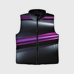 Детский жилет Фиолетовые полосы на черном фоне, цвет: 3D-черный