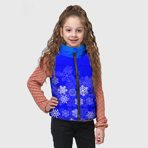 Детский жилет Снежинки на синем / 3D-Светло-серый – фото 3