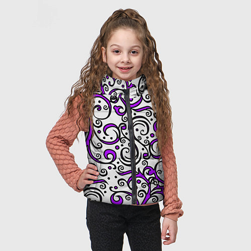Детский жилет Фиолетовые кружевные узоры / 3D-Светло-серый – фото 3