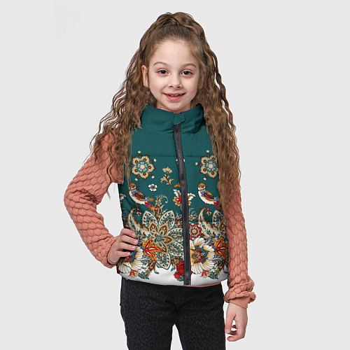 Детский жилет Индийский орнамент с птицами / 3D-Черный – фото 3