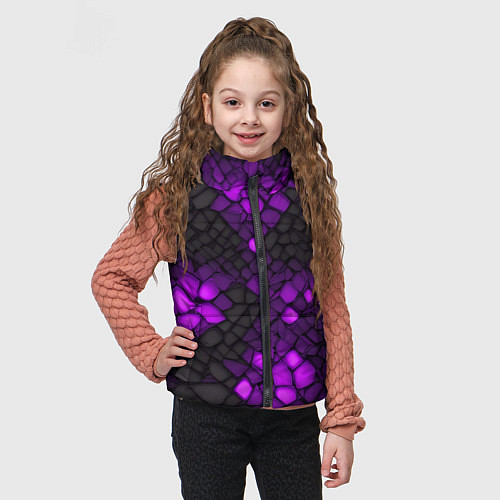 Детский жилет Фиолетовый трескающийся камень / 3D-Светло-серый – фото 3