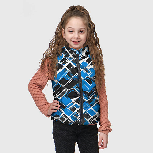 Детский жилет Синие фигуры и белые линии / 3D-Светло-серый – фото 3