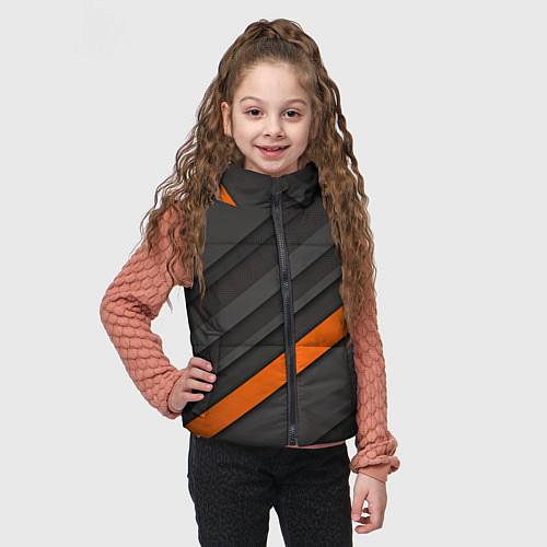 Детский жилет Оранжевая полоса на сером фоне / 3D-Красный – фото 3