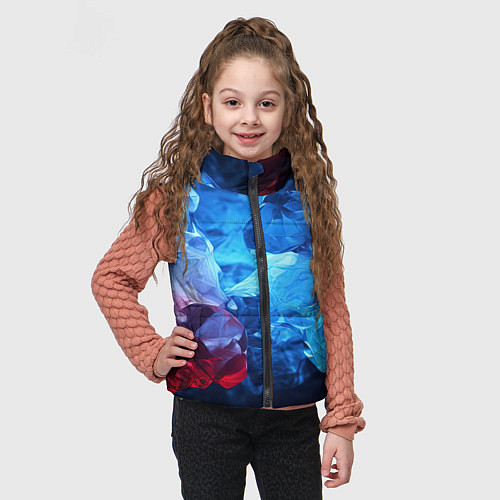 Детский жилет Синяя ледяная абстракция с красным / 3D-Светло-серый – фото 3