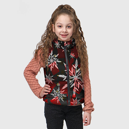 Детский жилет Рождественские снежинки / 3D-Черный – фото 3