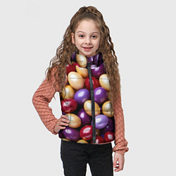 Детский жилет Красные и фиолетовые пасхальные яйца, цвет: 3D-черный — фото 2