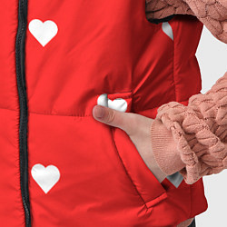 Детский жилет Белые сердца на красном фоне, цвет: 3D-светло-серый — фото 2