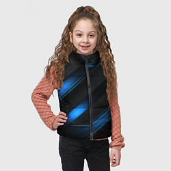 Детский жилет Синий неоновый яркий свет на черном абстрактном фо, цвет: 3D-светло-серый — фото 2