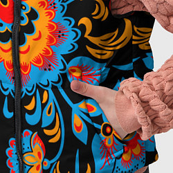 Детский жилет Хохломская роспись разноцветные цветы на чёроном ф, цвет: 3D-красный — фото 2