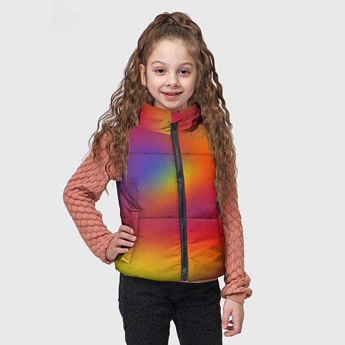 Детский жилет Цвета радуги радужный фон / 3D-Светло-серый – фото 3