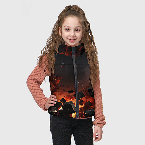 Детский жилет Взрыв плит и огонь / 3D-Черный – фото 3
