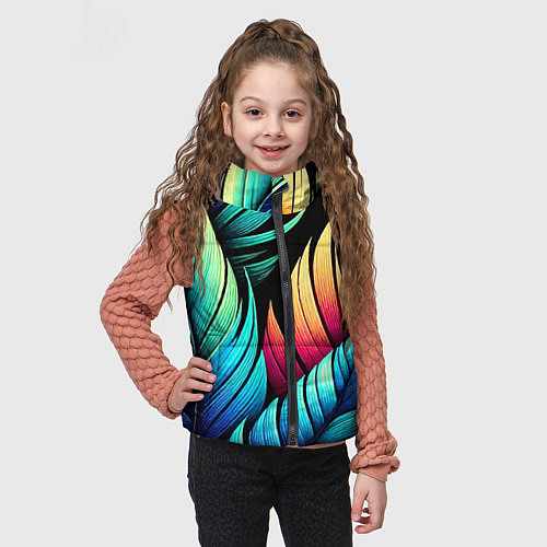 Детский жилет Color feathers - neon / 3D-Черный – фото 3