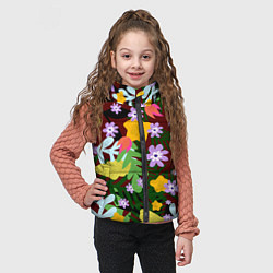 Детский жилет Гавайская цветочная расцветка, цвет: 3D-светло-серый — фото 2