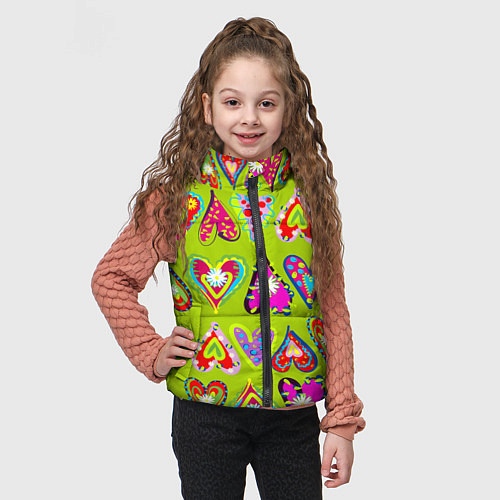 Детский жилет Разноцветные сердца в мексиканском стиле / 3D-Красный – фото 3