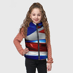 Детский жилет Изогнутая белая синяя красная абстракция, цвет: 3D-светло-серый — фото 2