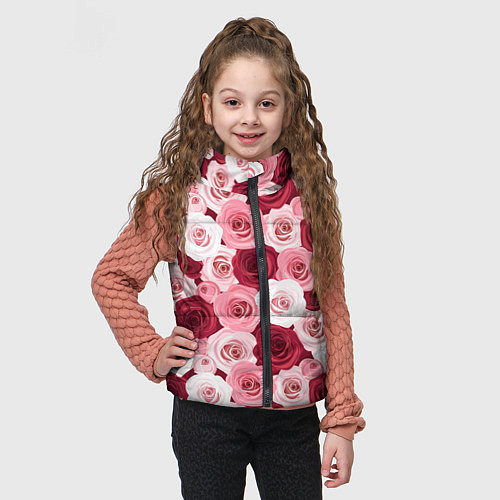 Детский жилет Красные и розовые розы / 3D-Черный – фото 3