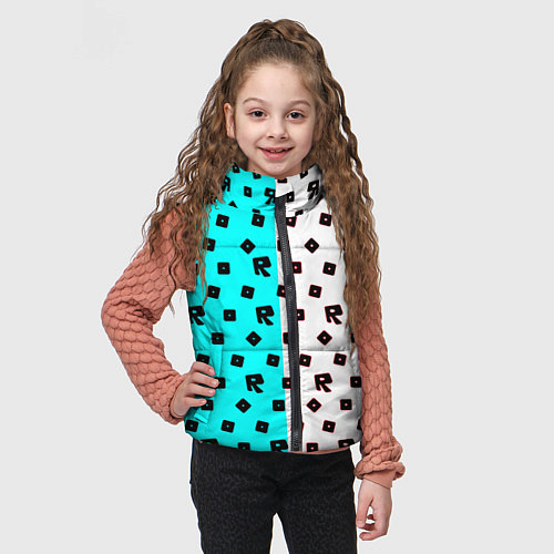Детский жилет Roblox pattern logo mobile / 3D-Светло-серый – фото 3
