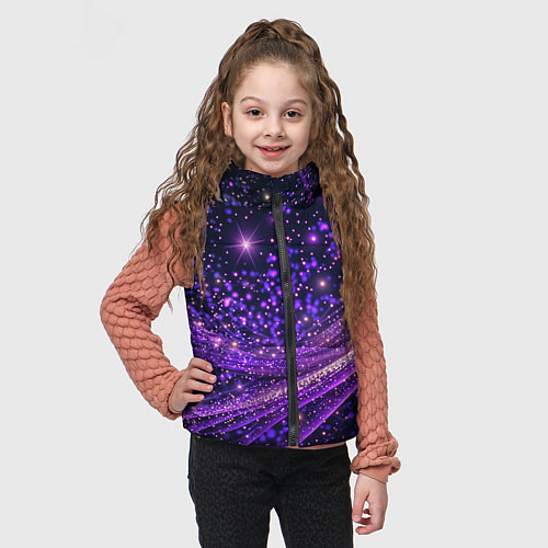 Детский жилет Фиолетовые сверкающие абстрактные волны / 3D-Черный – фото 3