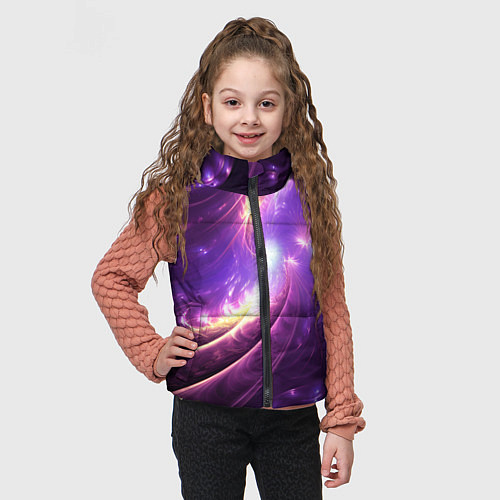 Детский жилет Фиолетовый фрактал / 3D-Черный – фото 3