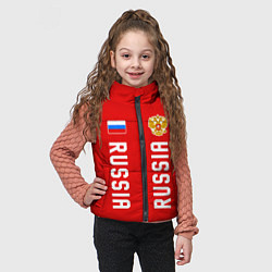Детский жилет Россия три полоски на красном фоне, цвет: 3D-черный — фото 2