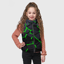 Детский жилет Зеленые плиты киберпанк, цвет: 3D-черный — фото 2