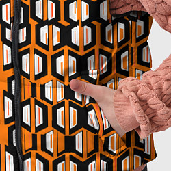 Детский жилет Техно узор из шестиугольников оранжевый, цвет: 3D-светло-серый — фото 2