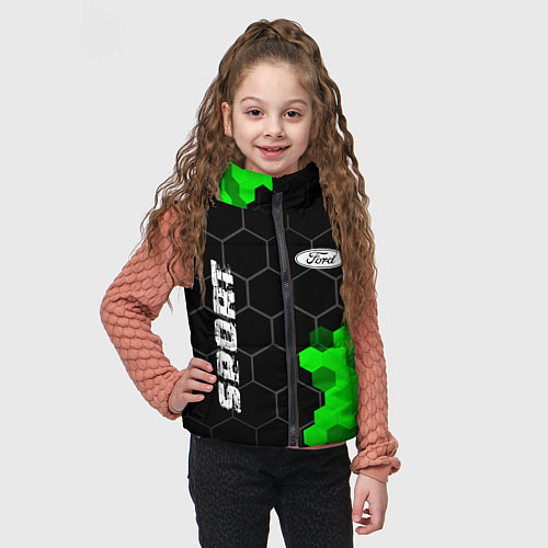 Детский жилет Ford green sport hexagon / 3D-Черный – фото 3