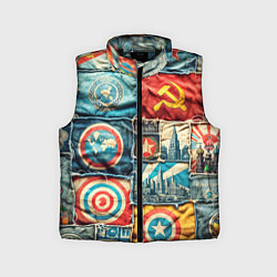 Детский жилет Пэчворк джинсы в СССР, цвет: 3D-черный