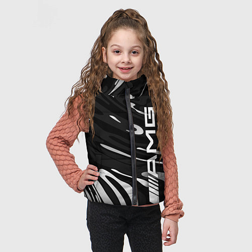 Детский жилет Мерседес АМГ - белые волны / 3D-Черный – фото 3