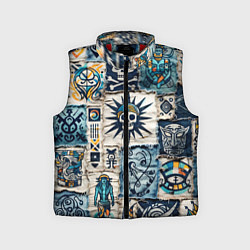 Детский жилет Пэчворк деним с пиратами, цвет: 3D-красный