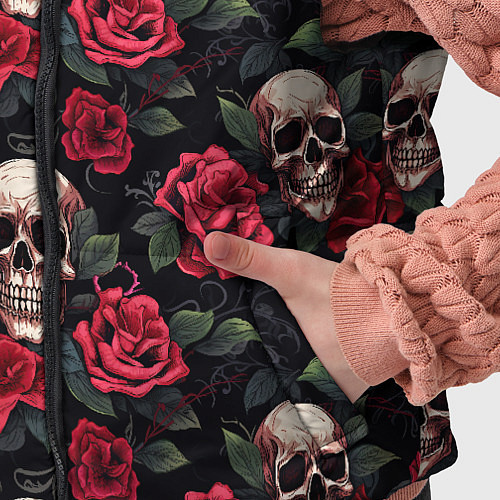 Детский жилет Черепа и алые розы / 3D-Светло-серый – фото 5