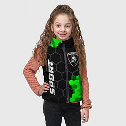 Детский жилет Lamborghini green sport hexagon, цвет: 3D-черный — фото 2