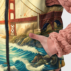 Детский жилет Мост через реку и пэчворк - нейросеть арт USA brid, цвет: 3D-черный — фото 2
