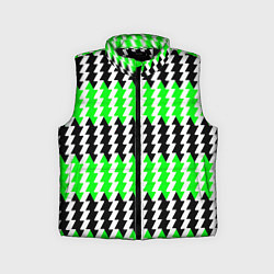 Детский жилет Вертикальные чёрно-зелёные полосы, цвет: 3D-черный