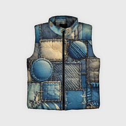 Детский жилет Denim patchwork - ai art, цвет: 3D-черный