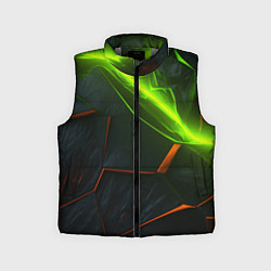Детский жилет Green neon abstract geometry, цвет: 3D-светло-серый