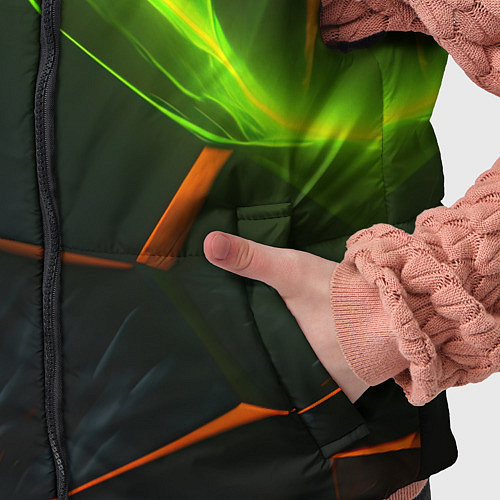 Детский жилет Green neon abstract geometry / 3D-Светло-серый – фото 5