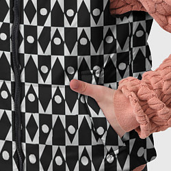 Детский жилет Чёрно-белые ромбы и круги на чёрном фоне, цвет: 3D-черный — фото 2