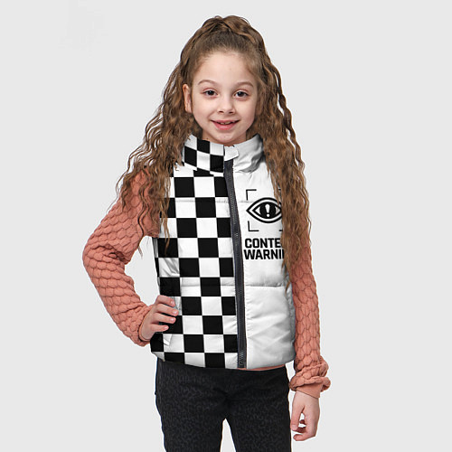 Детский жилет Content Warning шашечки / 3D-Светло-серый – фото 3
