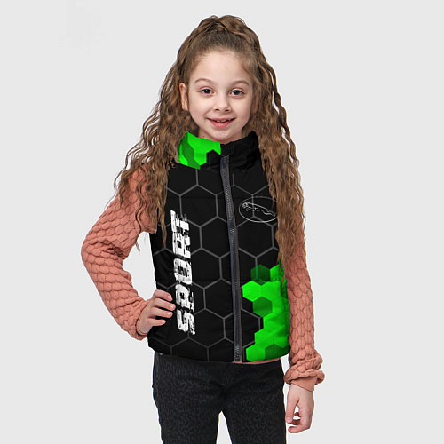 Детский жилет Jaguar green sport hexagon / 3D-Черный – фото 3