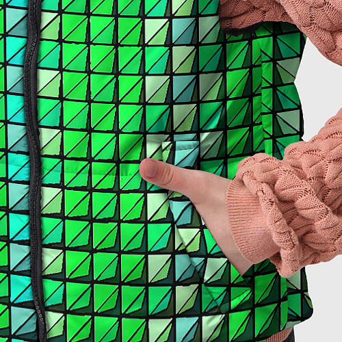 Детский жилет Зелёные плитки и чёрная обводка / 3D-Светло-серый – фото 5