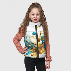 Детский жилет Бирюзово голубая абстракция, брызги краски на бело, цвет: 3D-черный — фото 2