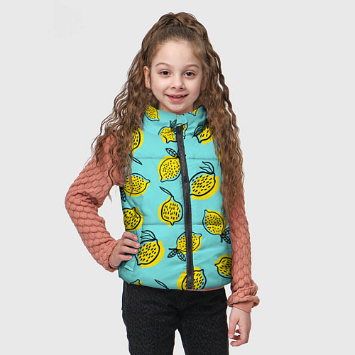 Детский жилет Летние лимоны - паттерн / 3D-Черный – фото 3