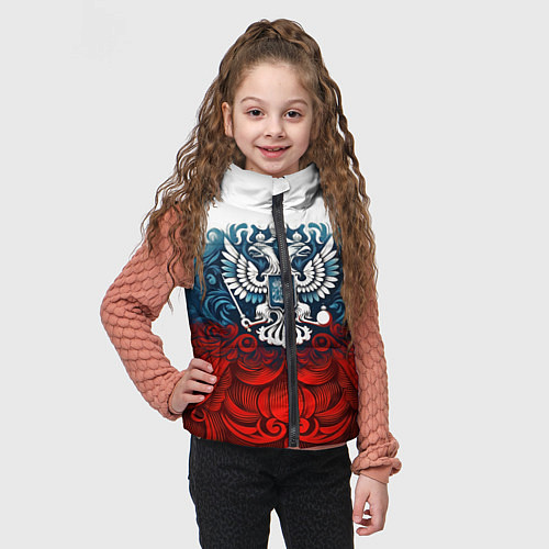 Детский жилет Триколор и герб Росссия / 3D-Черный – фото 3