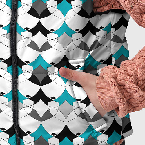 Детский жилет Разноцветный черный голубой с белым геометрический / 3D-Светло-серый – фото 5
