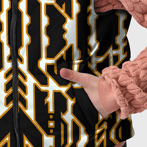 Детский жилет Техно белые линии с жёлтой обводкой на чёрном фоне / 3D-Светло-серый – фото 5