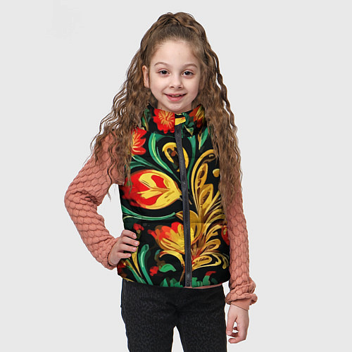 Детский жилет Хохлома акварель / 3D-Черный – фото 3
